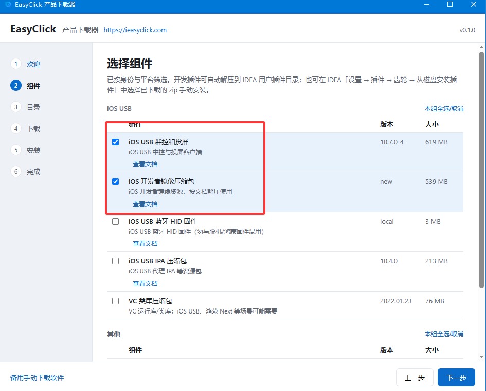 Check iOS USB cluster/mirroring and developer disk image